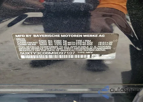 2021 BMW X3 Sdrive30I из США, поврежденный, VIN 5UXTY3C08M9D97107